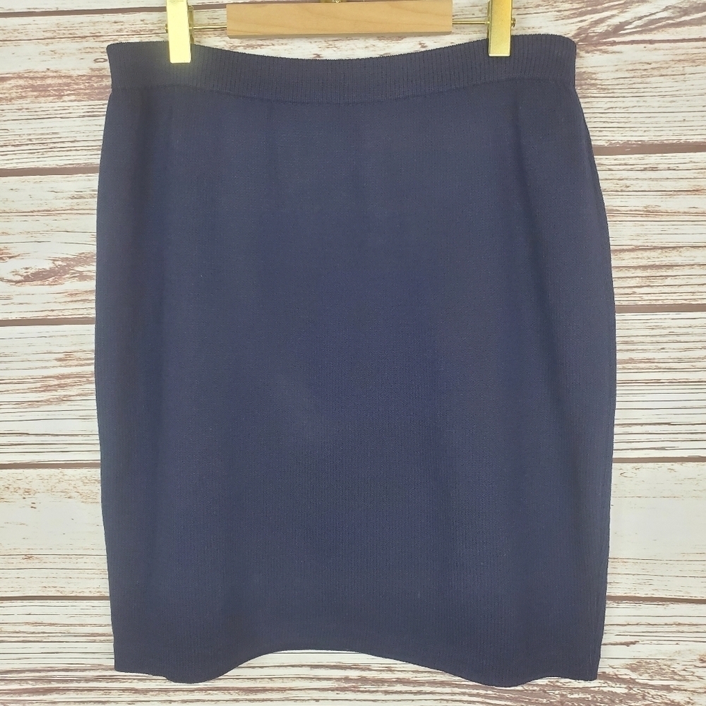 St John Basics Womens Size 8 Vintage Navy Blue Santana Knit Pencil Skirt     #89